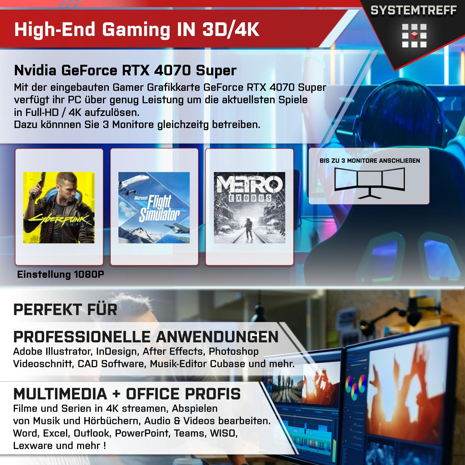 GB 1000 Super™ Pro, 32 SYSTEMTREFF Core 4070 GB Gaming NVIDIA PC mit 11 Core™ i5-13400F, mSSD, i5 Gaming RAM, RTX™ GeForce High-End Intel® Windows Intel Prozessor,
