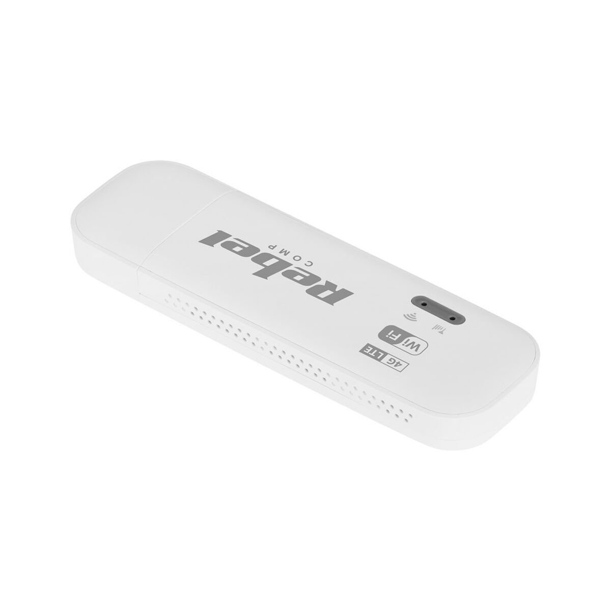 Weißes rechteckiges Rebel Comp WiFi 4G LTE Gerät.