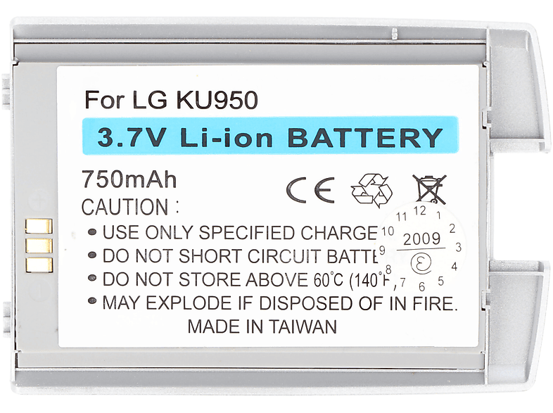 ACCUCELL Akku passend für LG KU950, 750mAh Li-Ion - Lithium-Ionen Handy-Akku, 750 mAh