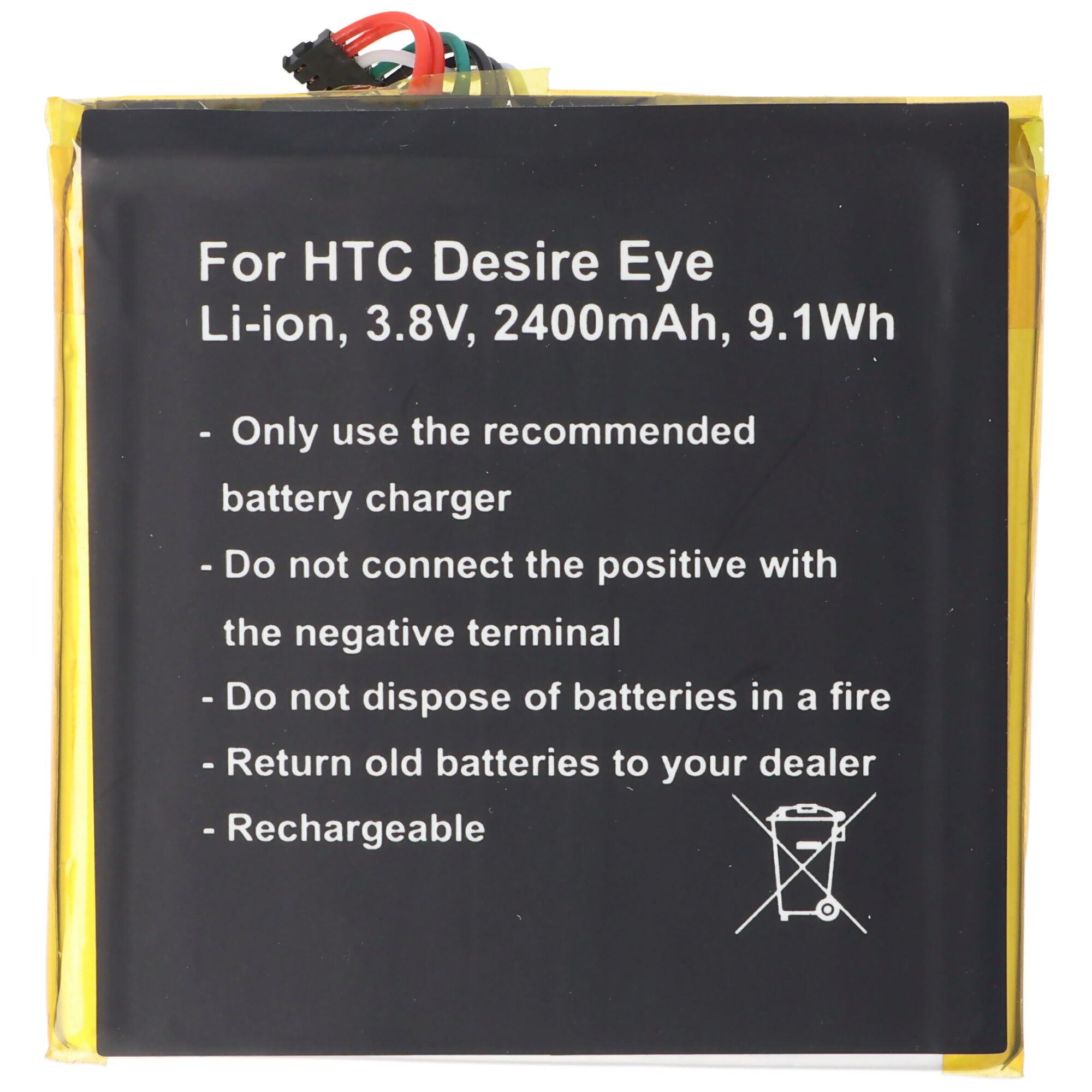 ACCUCELL Akku Werkzeug mAh - Desire built-in, Handy-Akku, Eye, 3,8V, passend Li-Ion 2400 Li-Ion, 9,1Wh, für HTC ohne 2400mAh, Lithium-Ionen