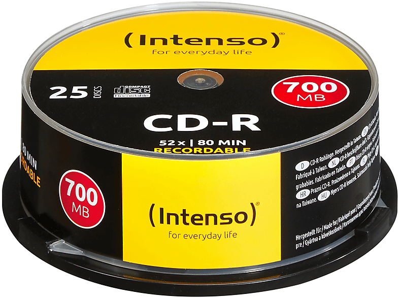 INTENSO 1001124 CD-R 80 25ER SPINDEL CD-R 700 MB, schwarz/gelb