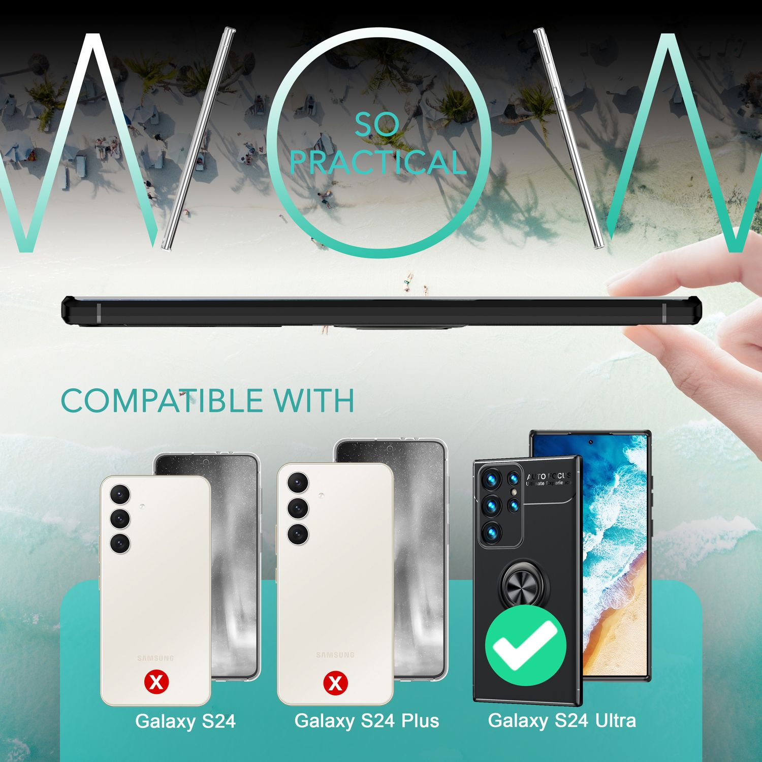 Fundas de teléfono con un teléfono dentro, y los modelos con una marca de verificación.