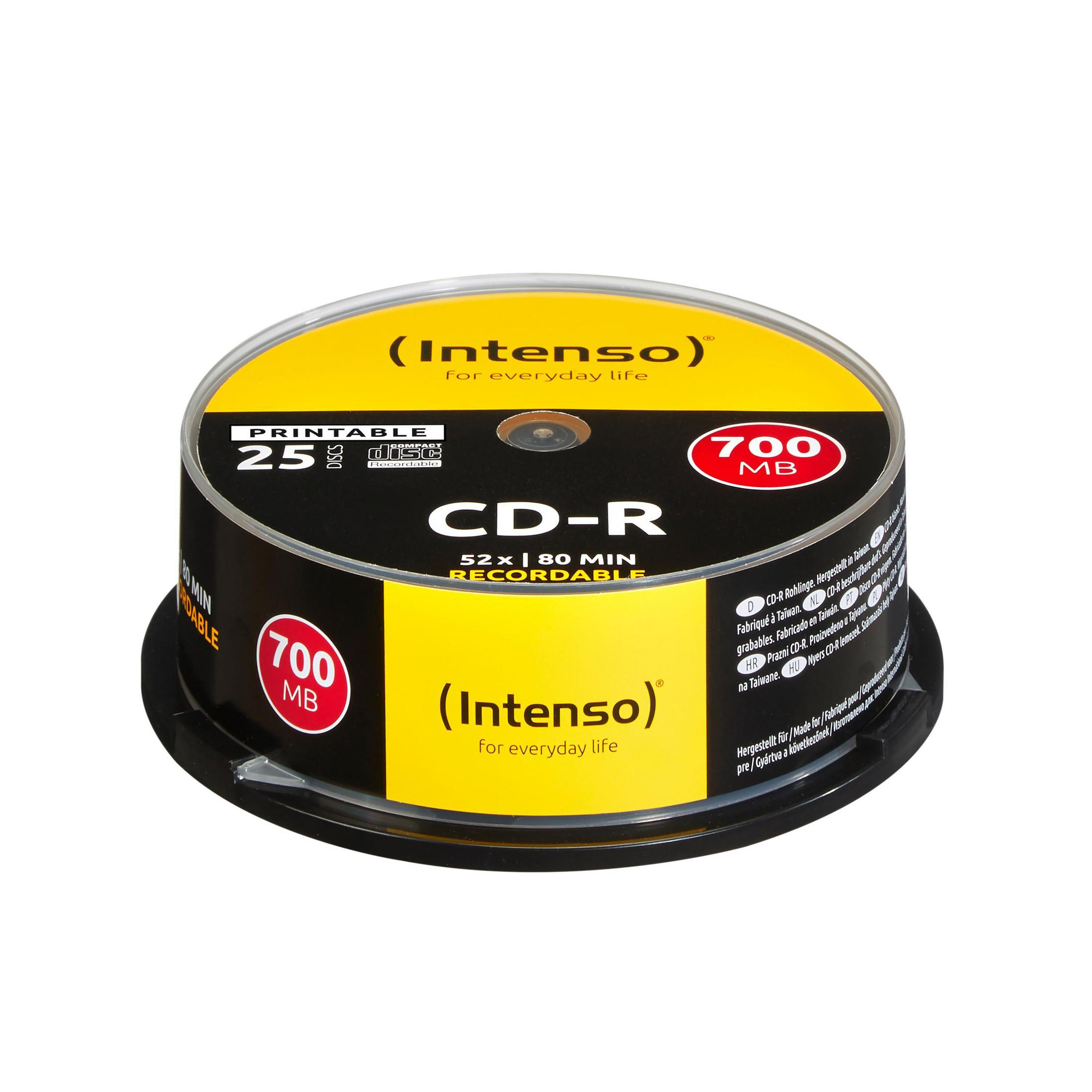 INTENSO 1801124 CD-R 80 700 MB, 25ER CAKE CD-R schwarz/grau/orange PRINTABLE