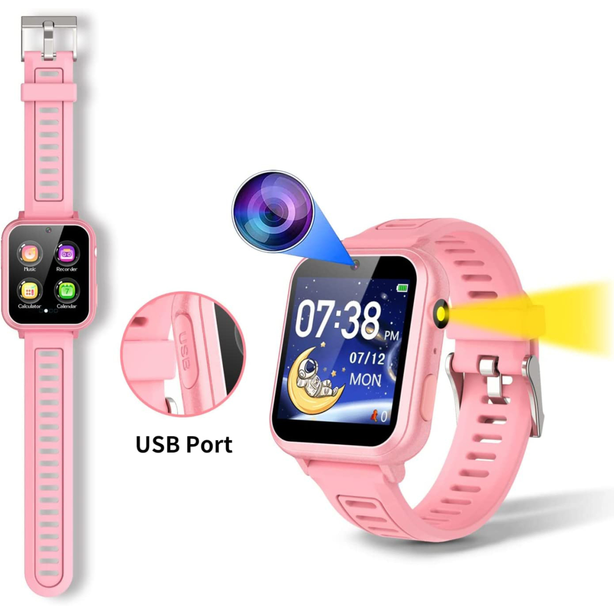 S16 Rosa Plastik, Smartwatch ELKUAIE