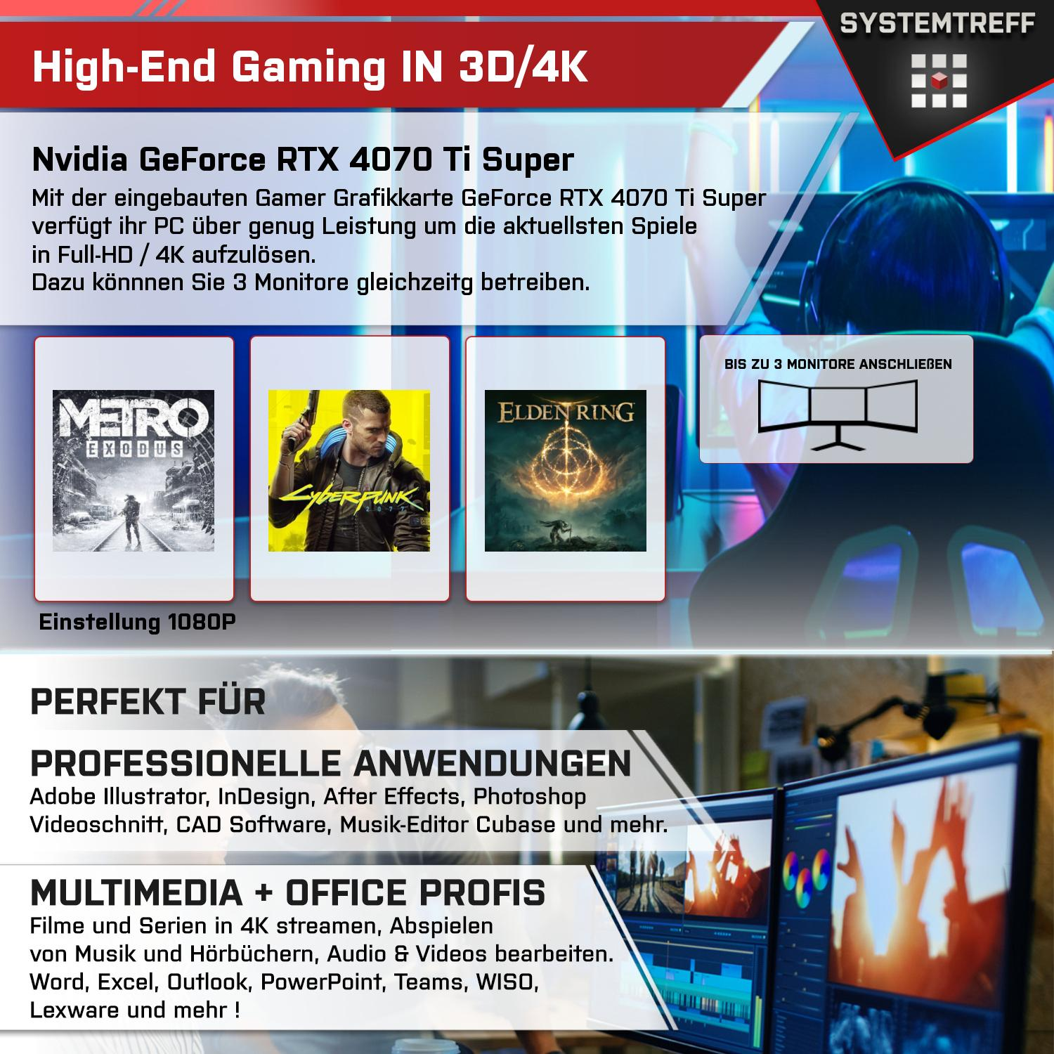 Gaming RTX™ 0 High-End SYSTEMTREFF RAM, 32 Intel Prozessor, GB, Pro, Windows 4070 GB 11 1000 i5 PC Core™ Core Ti Intel® i5-13600KF, mSSD, mit GB NVIDIA Super™ Gaming GeForce