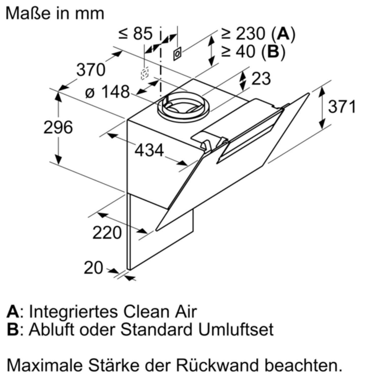NEFF REFURBISHED (*) breit, mm tief) (800 mm Dunstabzugshaube 434 D85IEE1S0
