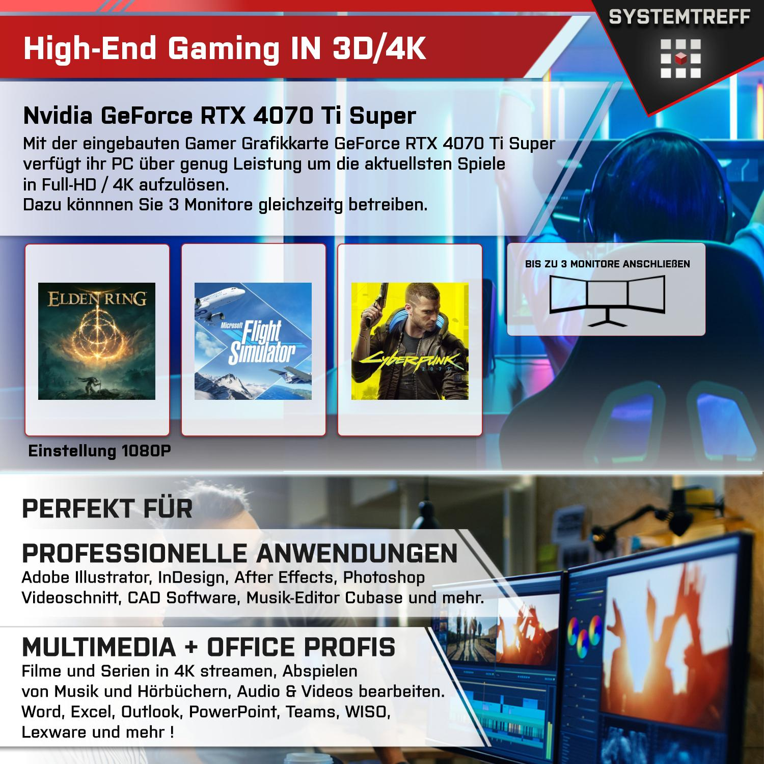 Core™ mSSD, Gaming SYSTEMTREFF NVIDIA Core Gaming GeForce High-End Super™ Ti Prozessor, RAM, 1000 32 RTX™ 11 i9-12900KF, Pro, GB GB i9 4070 Intel PC mit Intel® Windows