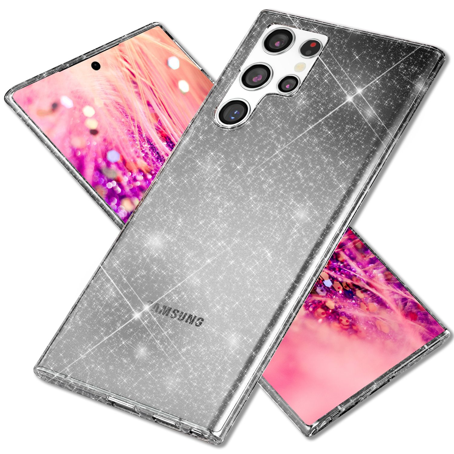 Galaxy Ultra, Backcover, Glitzer Samsung, NALIA Klare Silikon Hülle, S24 Schwarz