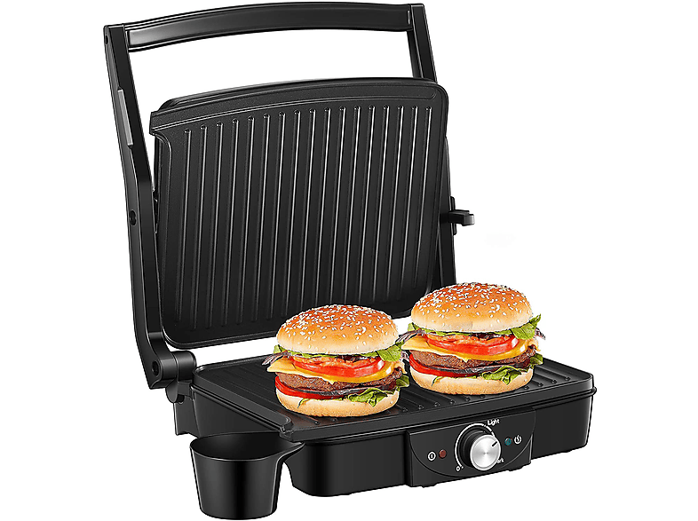 DEIK Contact Grill Kontaktgrill, Schwarz/Silber (2000 Watt) | Elektrogrill