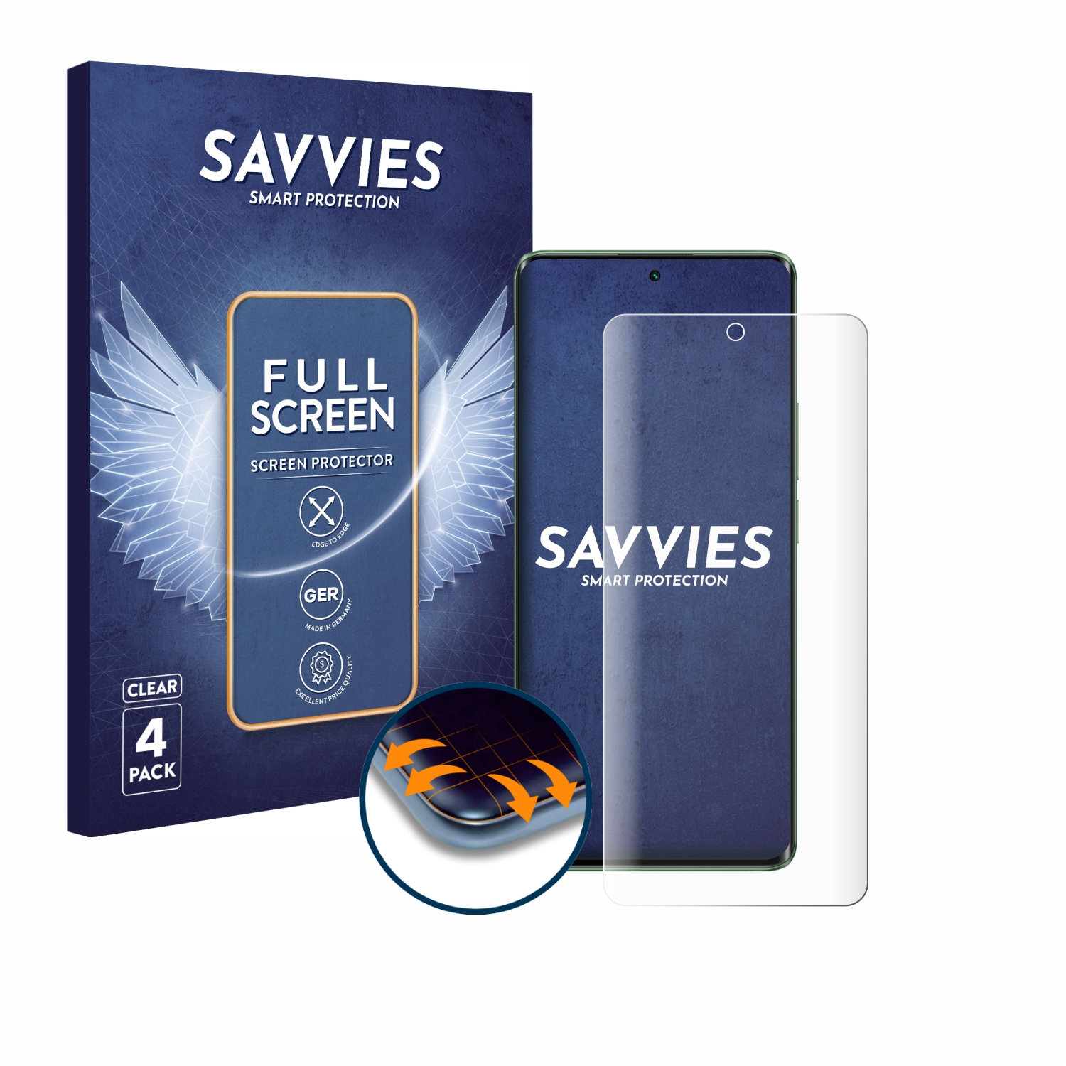 SAVVIES 4x Flex Full-Cover Curved Plus) 11 3D Schutzfolie(für Pro realme