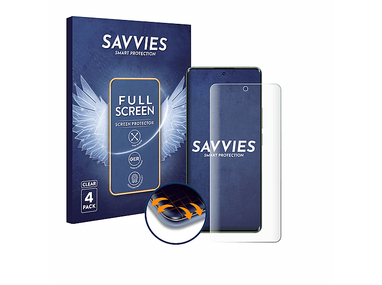 SAVVIES 4x Flex Full-Cover Plus) realme Pro Schutzfolie(für 3D 11 Curved