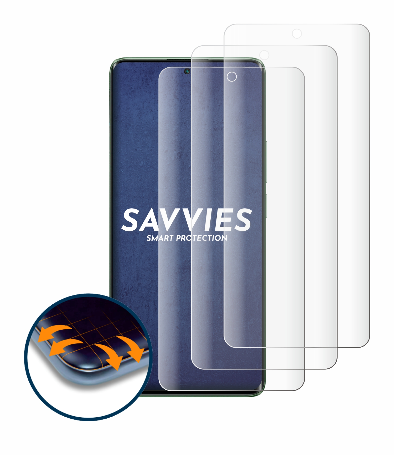 SAVVIES 4x Flex 11 Curved 3D Schutzfolie(für Full-Cover realme Pro Plus)