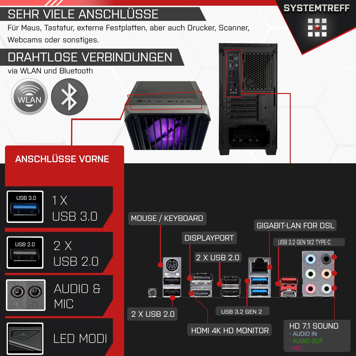 1000 AMD 32 Prozessor, GB XT 6700 GDDR6, 5700X, 5700X mit Gaming Komplett RX 12 SYSTEMTREFF Ryzen mSSD, PC GB 12GB RAM, AMD 7 Radeon Komplett GB