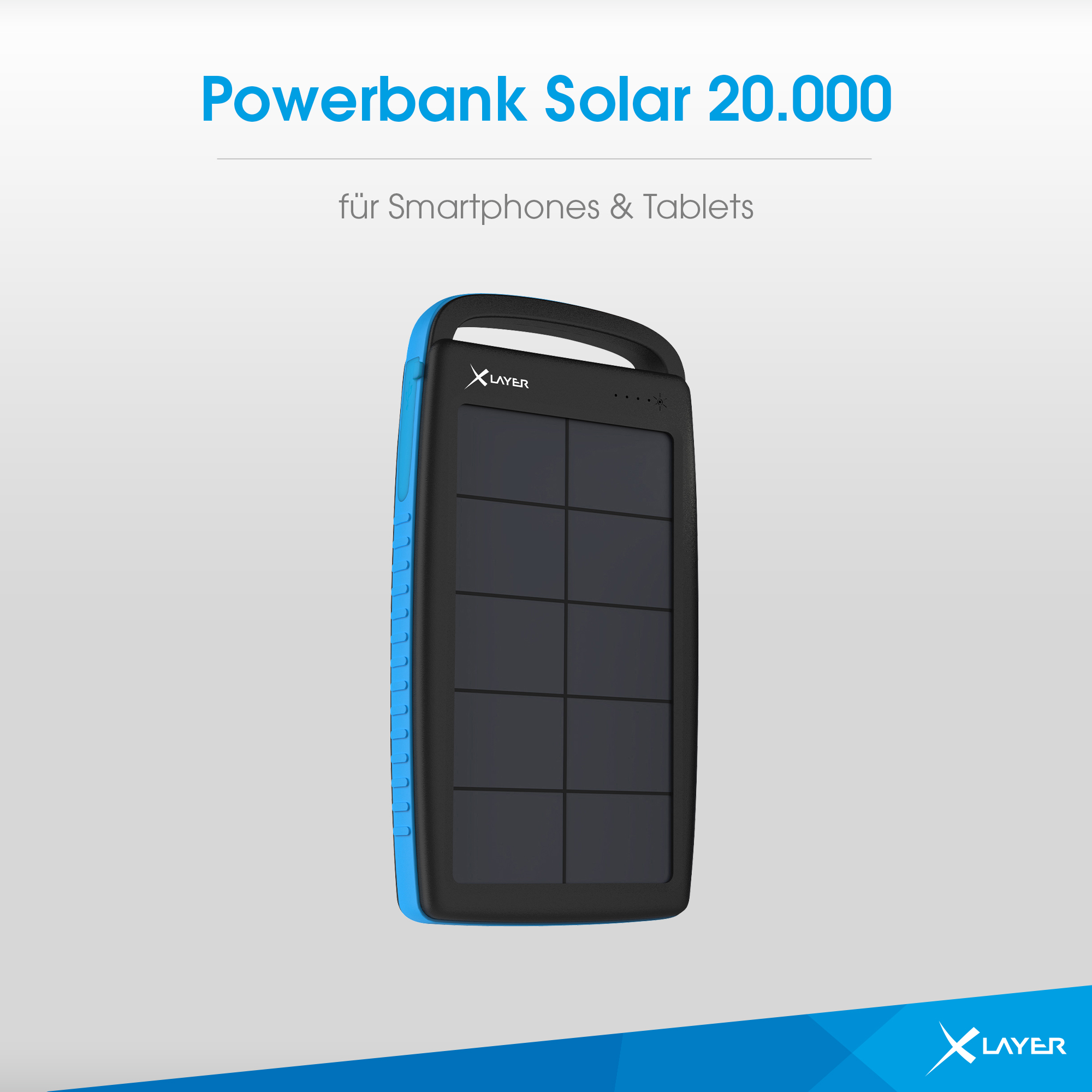 XLAYER PLUS Solar Powerbank 20.000 mAh Black/Blue