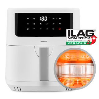 MEDION LIFE® P10 XL Duo Heißluftfritteuse, 2 Heizelementen, 9 Automatikprogramme, 6,8 L Nutzinhalt, Heißluftfritteuse 150 Watt weiß