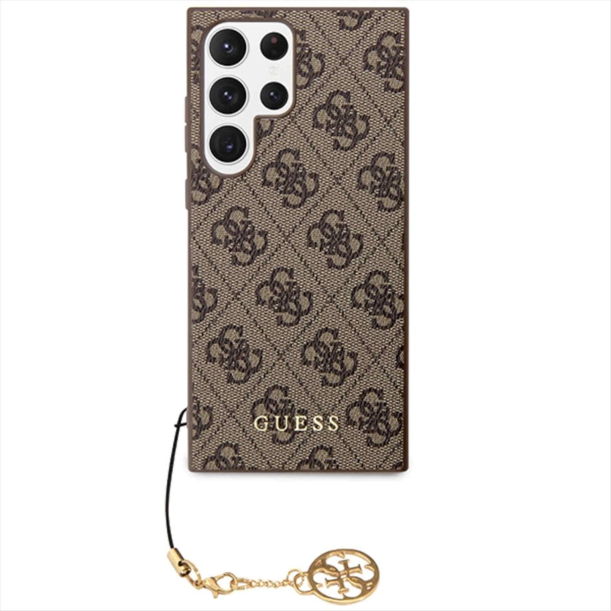 GUESS Charms Collection Galaxy Ultra, Kunstleder Backcover, S23 Braun Samsung, Tasche