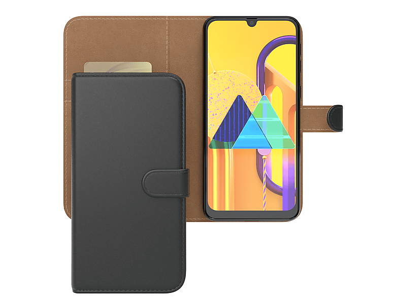 EAZY CASE Schwarz Bookcover, Galaxy M30s mit Bookstyle Klapphülle / M21, Kartenfach, Samsung