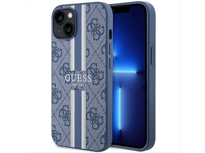 GUESS Stripes MagSafe Design Case, Backcover, Apple, iPhone 14 Plus, Blau