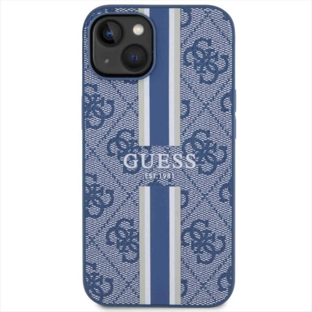 Case, Apple, iPhone MagSafe Blau Design Backcover, GUESS Plus, 14 Stripes
