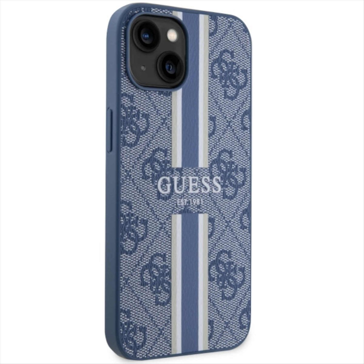 Case, Apple, iPhone MagSafe Blau Design Backcover, GUESS Plus, 14 Stripes