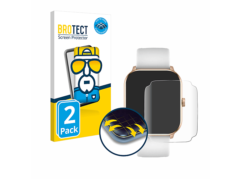 BROTECT 2x Flex Full-Cover 3D Curved Schutzfolie(für Ice-Watch Ice Smart 021413 1.85\