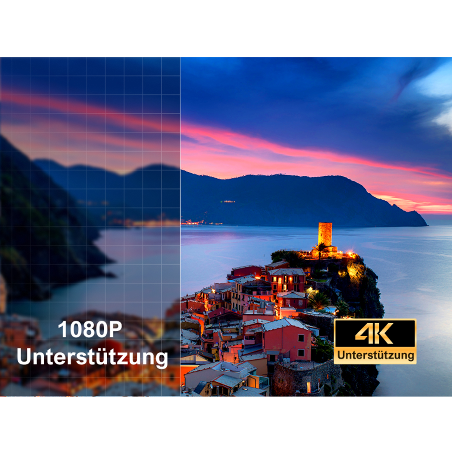 ULTIMEA P60 Beamer 1080P ANSI-Lumen) Beamer(Full-HD, Native Heimkino 6D mit Hindernisvermeidung 900 Autofokus und , Autotrapezkorrektur,4K
