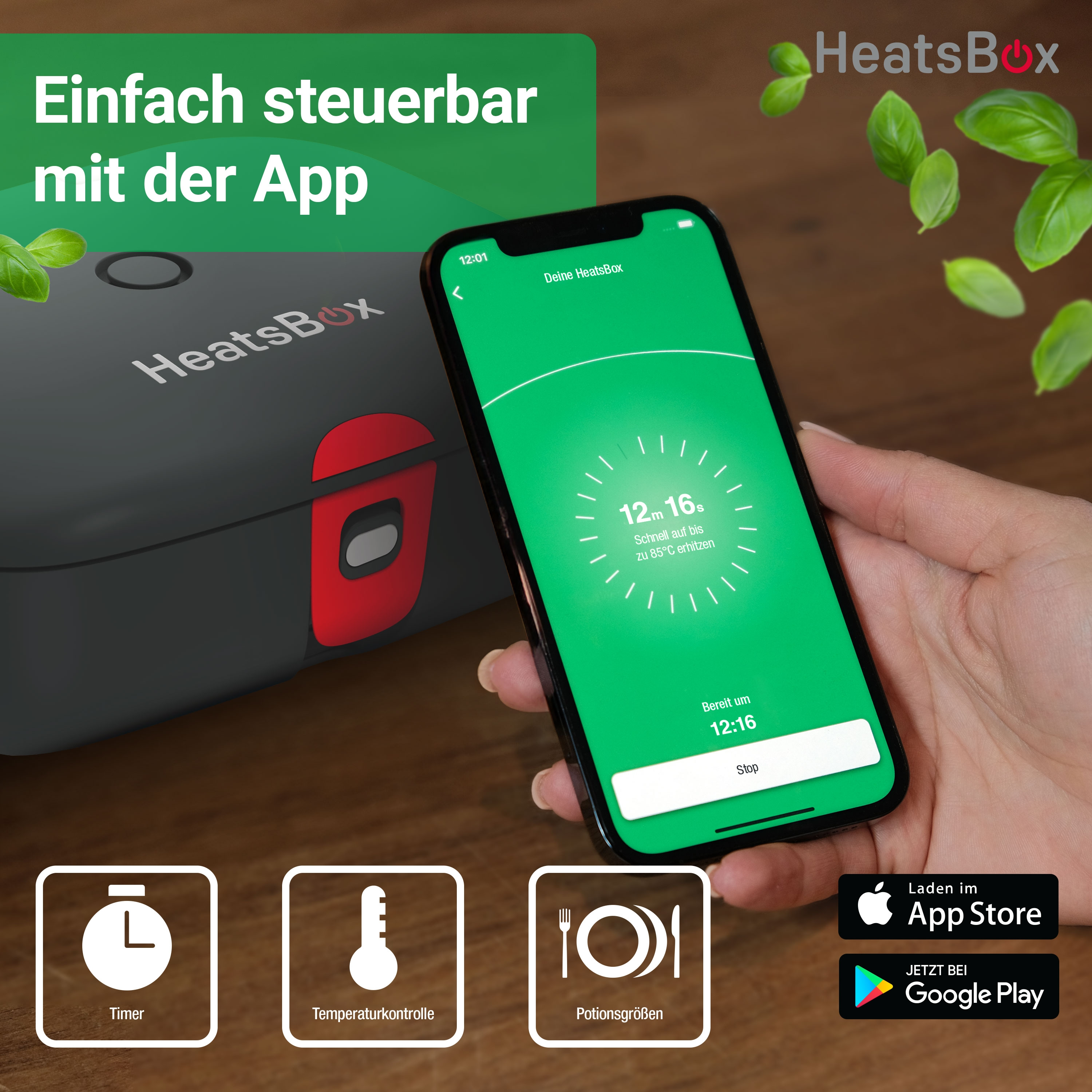 HEATSBOX Style+ Mobile Kochbox grau) (100 Watt