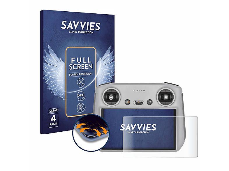 SAVVIES 4x Flex Full-Cover 3D Curved Schutzfolie(für DJI RC Controller)