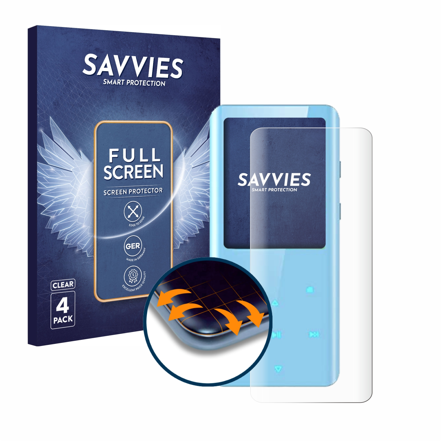 SAVVIES 4x Schutzfolie(für Flex Full-Cover A19X) AGPtek 3D Curved