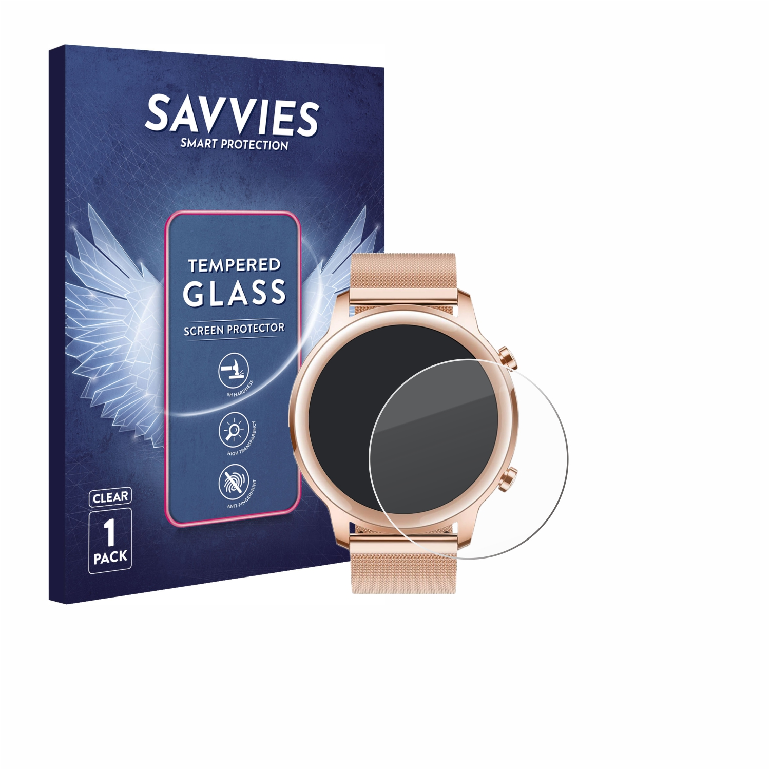 SAVVIES 9H klares 2 Schutzglas(für Honor MagicWatch (42 mm))