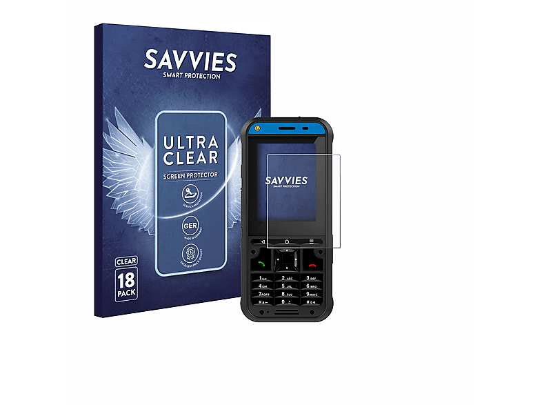 SAVVIES 18x klare Schutzfolie(für Ecom 10 Ex-Handy DZ2)