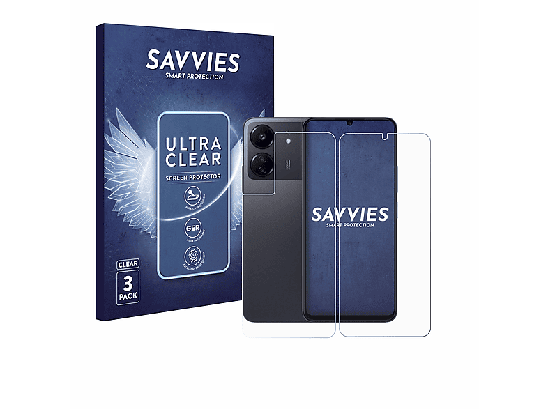 SAVVIES 6x klare Schutzfolie(für Xiaomi Poco C65)