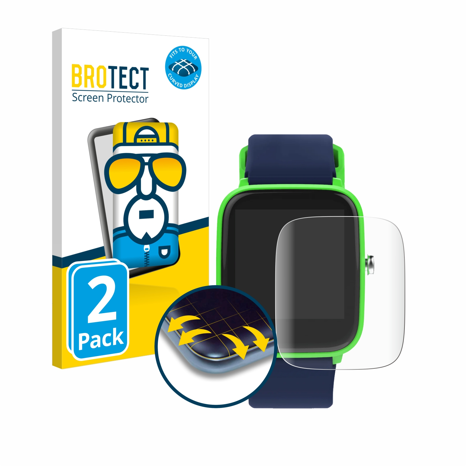 Full-Cover Flex Schutzfolie(für Curved Ice-Watch 2x BROTECT Smart Ice Junior) 3D