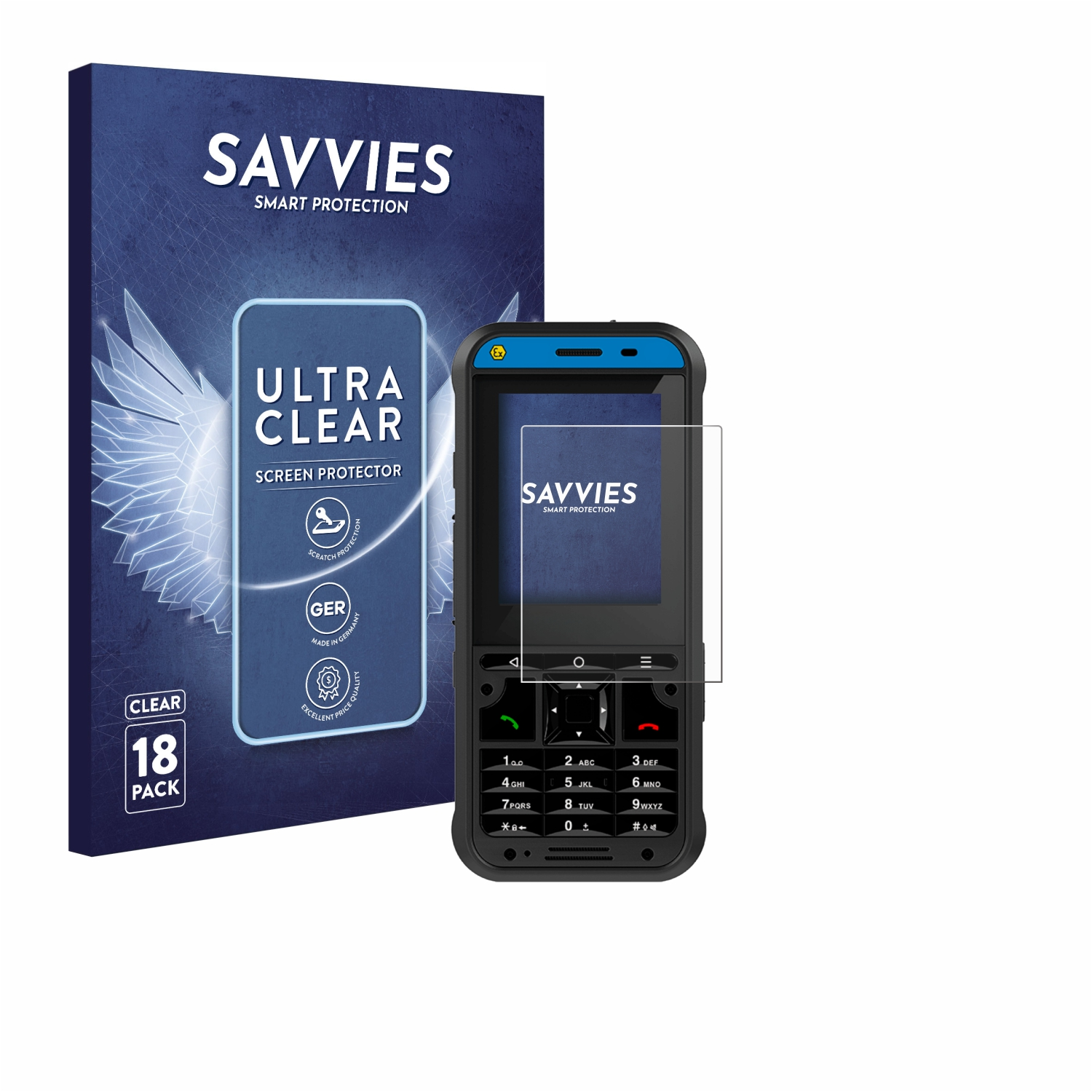 SAVVIES 18x klare Schutzfolie(für Ecom DZ1) Ex-Handy 10