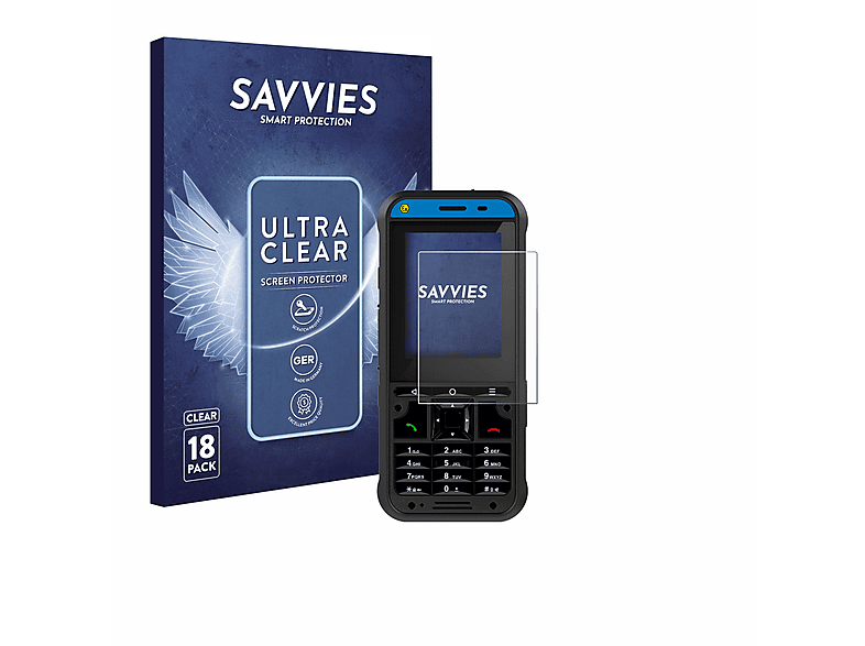SAVVIES 18x klare Schutzfolie(für Ecom Ex-Handy 10 DZ1)