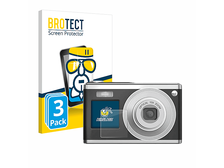 BROTECT 3x Airglass klare Schutzfolie(für Rollei Compactline 10X)