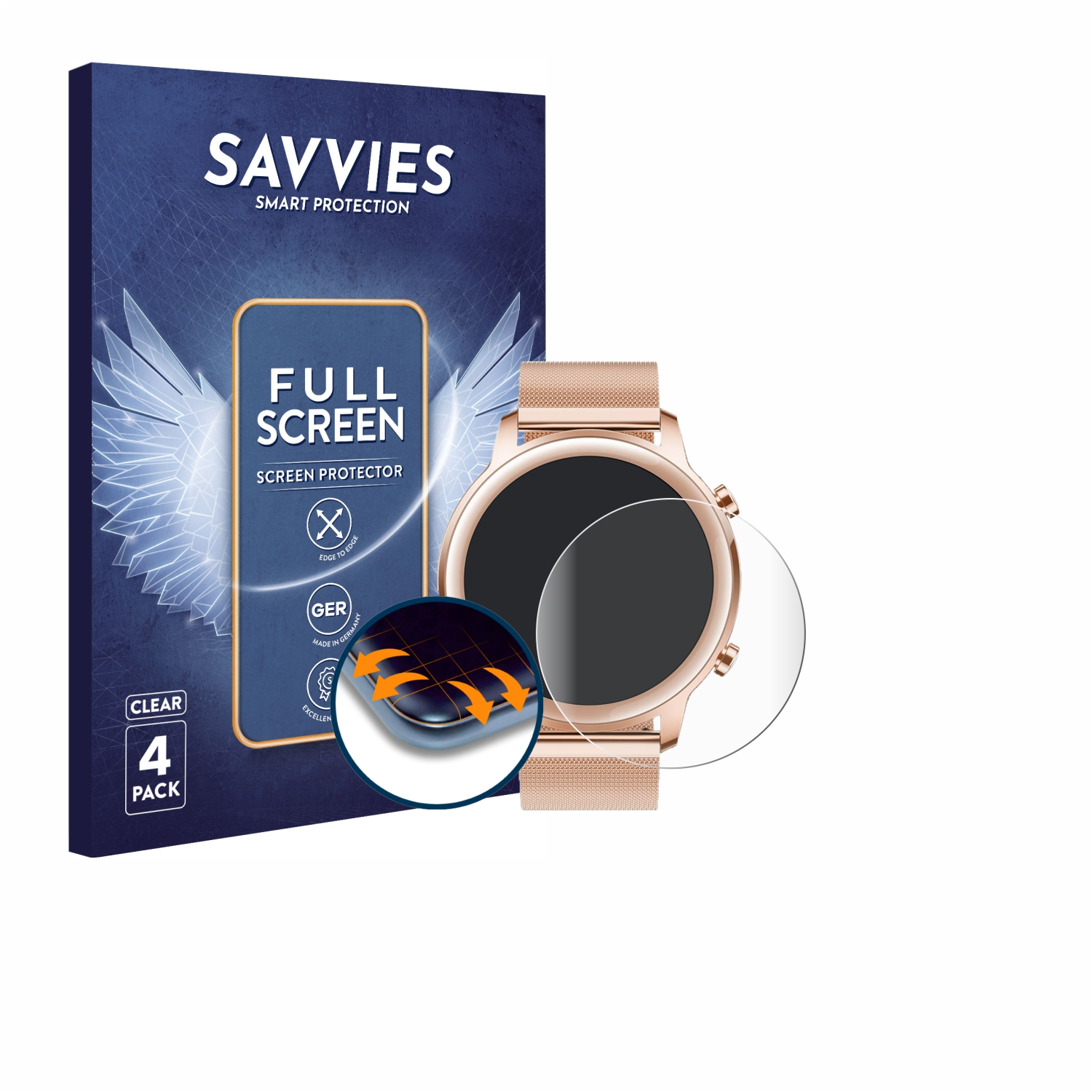 SAVVIES 4x Flex Full-Cover Schutzfolie(für mm)) MagicWatch (42 Curved 3D 2 Honor