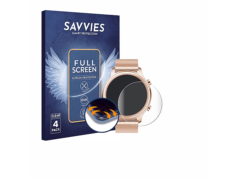 SAVVIES 4x Flex Full-Cover Schutzfolie(für mm)) MagicWatch (42 Curved 3D 2 Honor