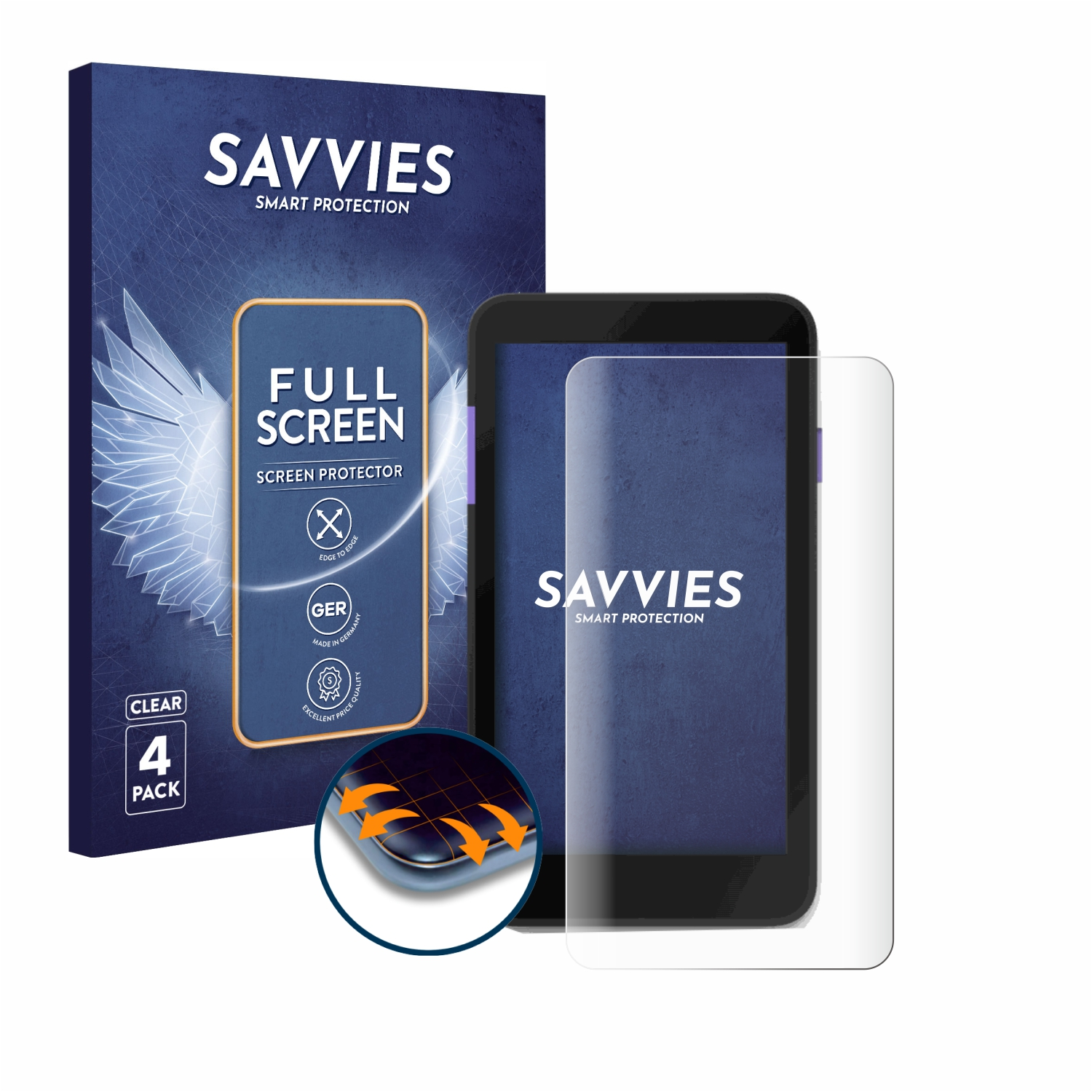 SAVVIES 3D Zettle Paypal)) Full-Cover Schutzfolie(für Flex Curved Terminal 4x (by