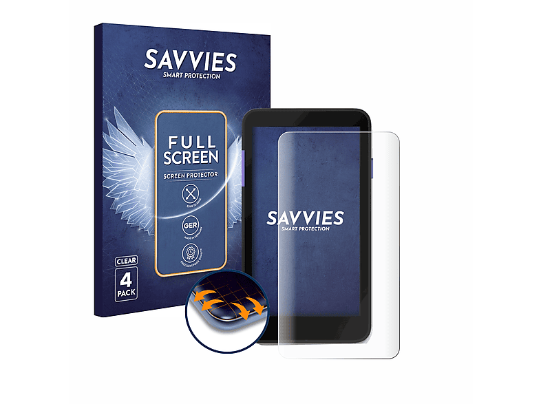 SAVVIES 4x Flex Curved Terminal 3D Schutzfolie(für Zettle Paypal)) Full-Cover (by