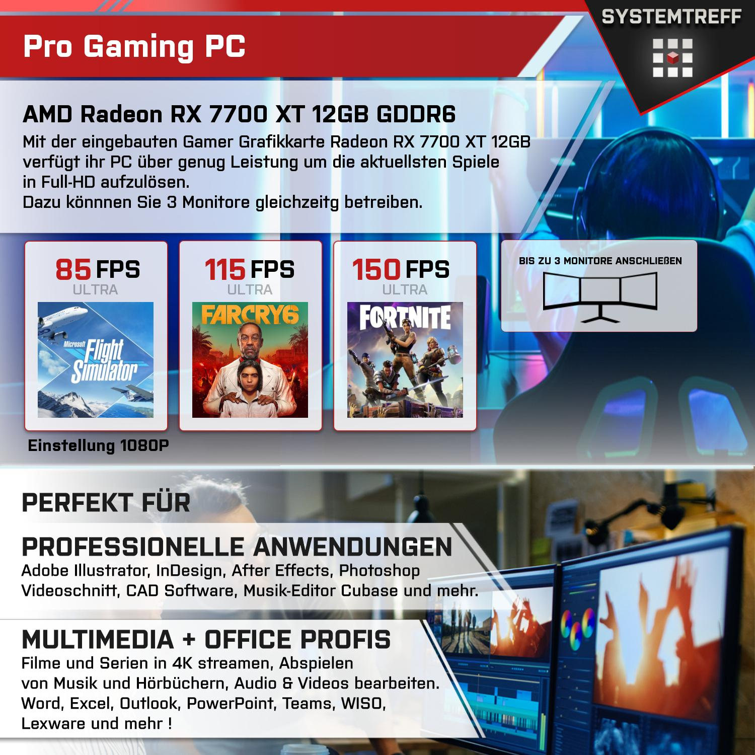 Gaming Pro AMD 1000 Radeon™ mit Intel® Pro, 11 32 Prozessor, Core GB Windows Gaming SYSTEMTREFF 7700 Intel PC i9 mSSD, XT GB RAM, i9-12900F, RX Core™