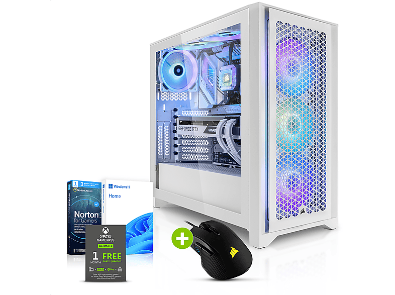 MEGAPORT Pro Gaming PC iCUE Intel Core i7-14700KF, Windows 11 Home (64 Bit), Gaming PC Core™ i7 Prozessor, 32 GB RAM, 2000 GB SSD, NVIDIA GeForce RTX™ 4060 Ti , 8 GB