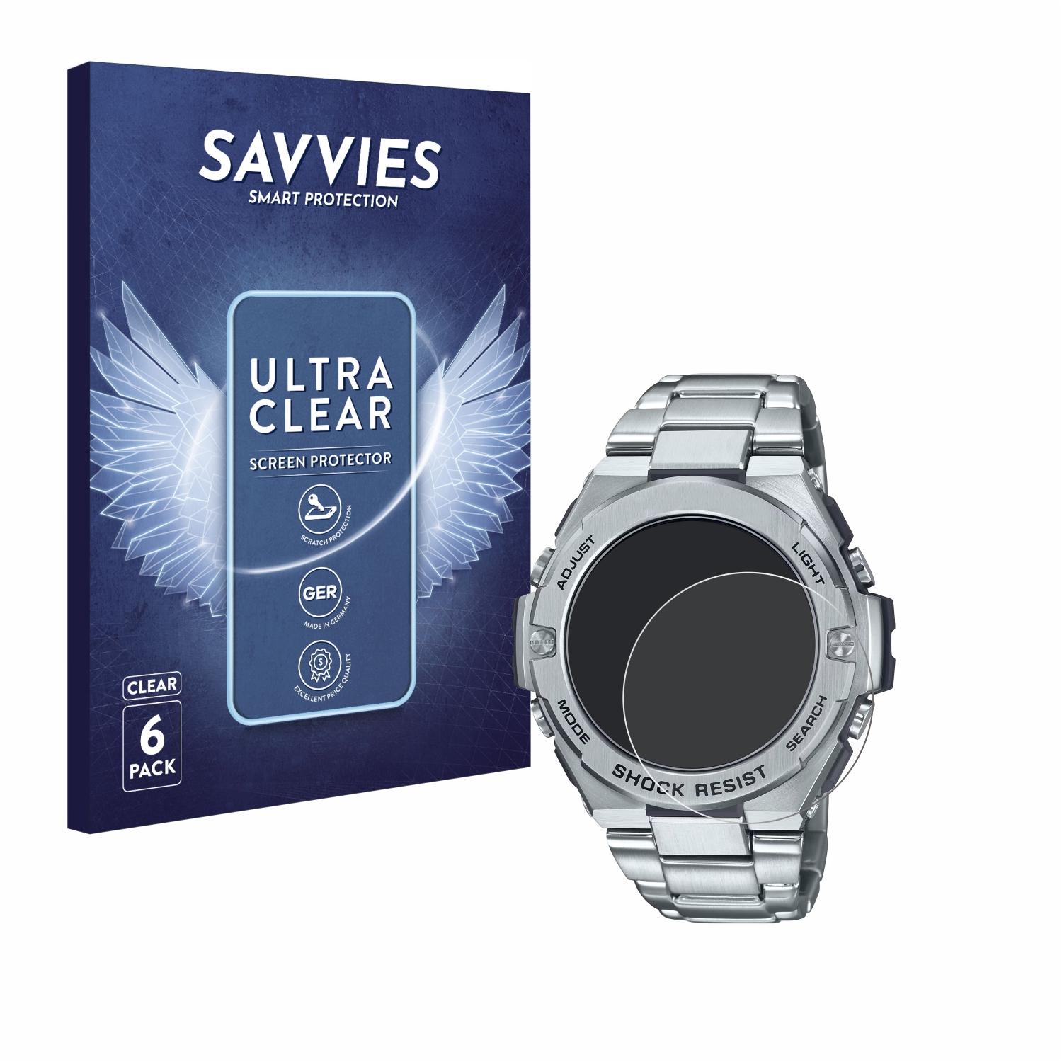 SAVVIES 6x Casio klare G-Shock Schutzfolie(für GST-B500D-1A)