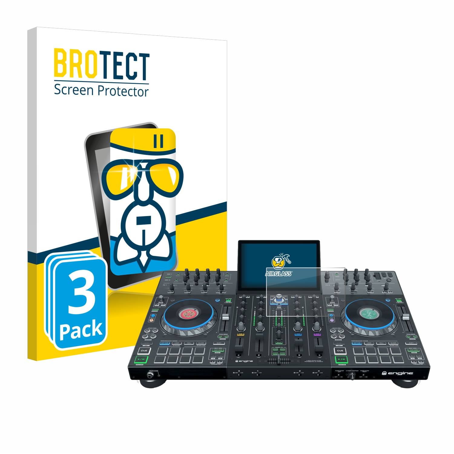 BROTECT 3x Airglass klare Schutzfolie(für Prime 4+) DJ Denon