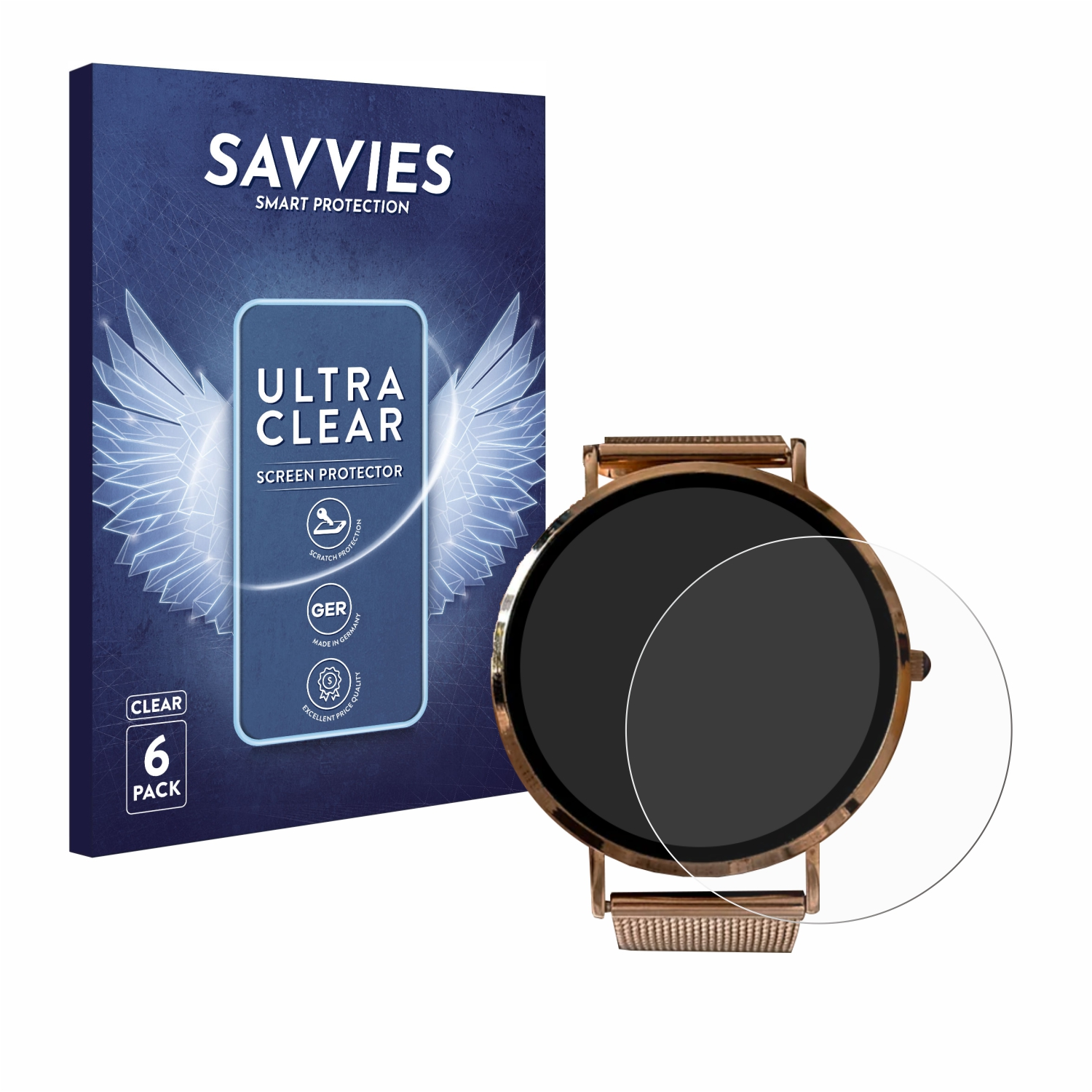 SAVVIES 6x klare Schutzfolie(für Smartwatch) California Micento