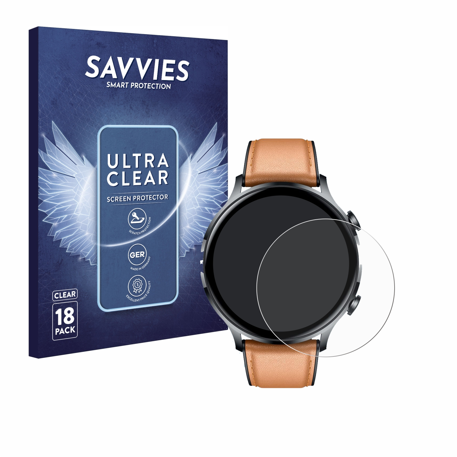 SAVVIES 18x klare Schutzfolie(für NONGAMX Smartwatch 1.39\