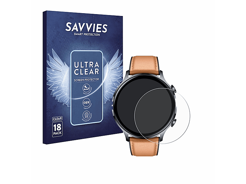 SAVVIES 18x klare Schutzfolie(für NONGAMX Smartwatch 1.39\
