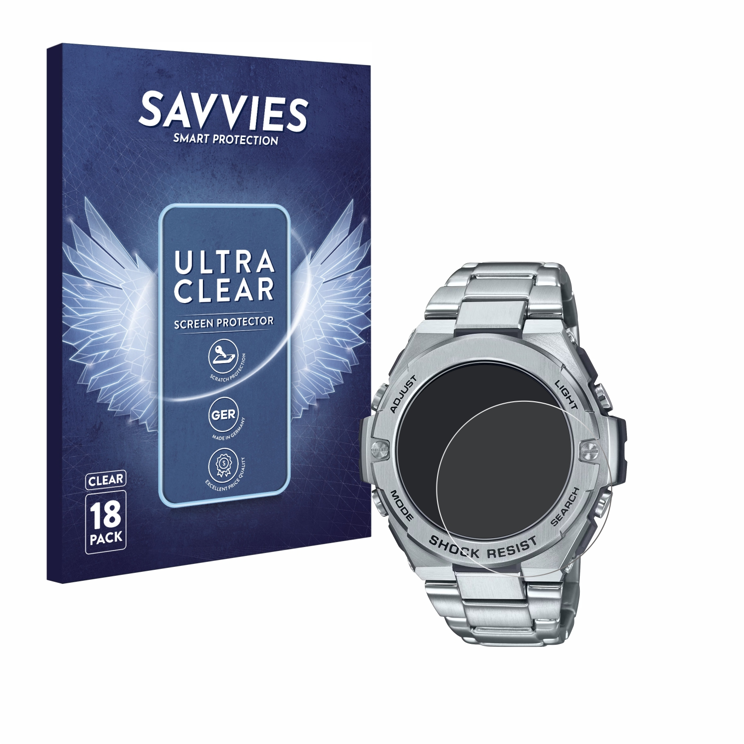 SAVVIES 18x klare Schutzfolie(für Casio GST-B500D-1A) G-Shock
