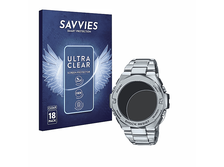 SAVVIES 18x klare Schutzfolie(für Casio GST-B500D-1A) G-Shock