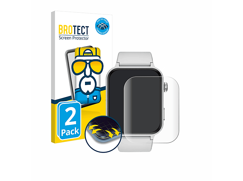 BROTECT 2x Flex Full-Cover 3D Curved Schutzfolie(für Iowodo R30Pro) | Smartwatch Schutzfolien & Gläser
